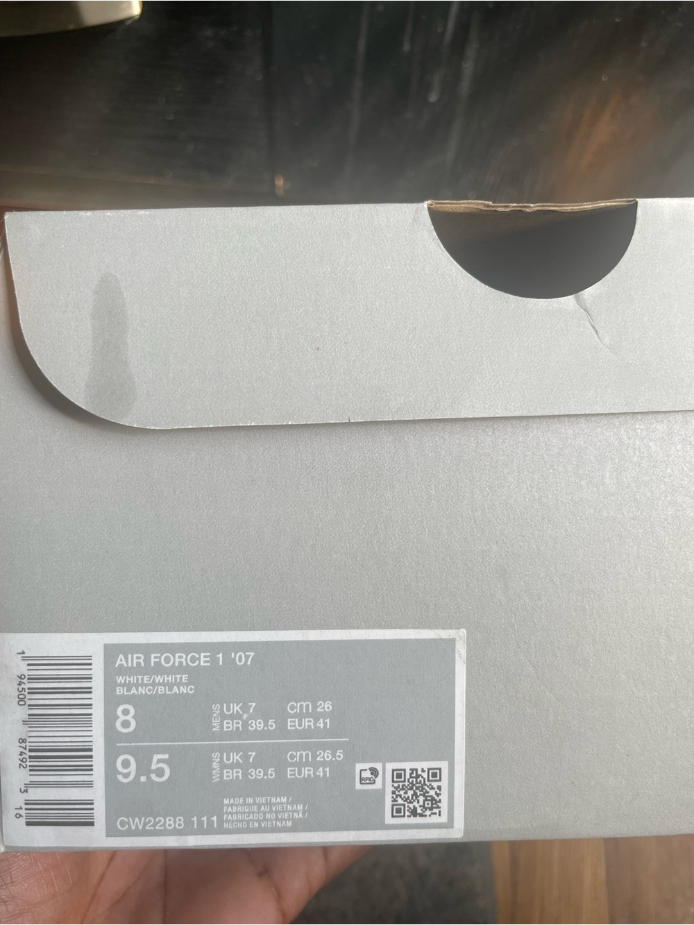 Nike Air Force 1 '07 Shoe Box in Light Gray and White